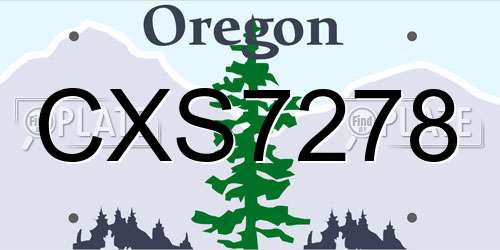 CXS7278 Oregon License Plate