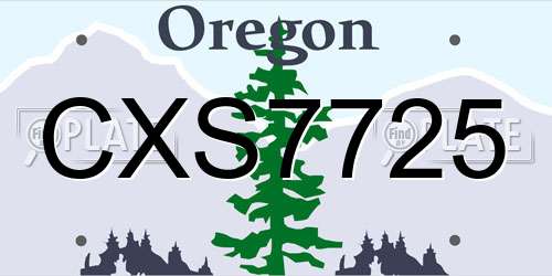 CXS7725 Oregon License Plate
