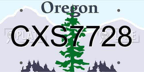 CXS7728 Oregon License Plate