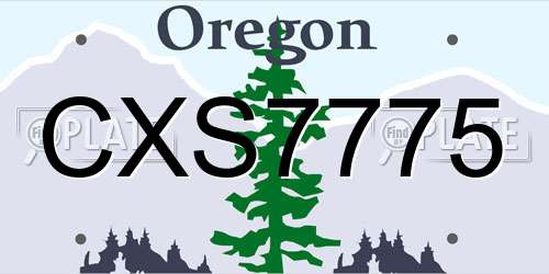CXS7775 Oregon License Plate