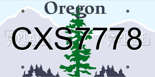 CXS7778 Oregon License Plate