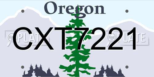 CXT7221 Oregon License Plate