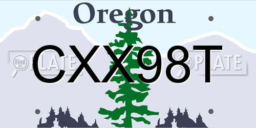 CXX98T Oregon License Plate