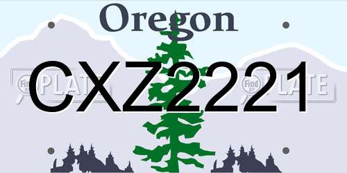 CXZ2221 Oregon License Plate