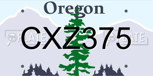 CXZ375 Oregon License Plate