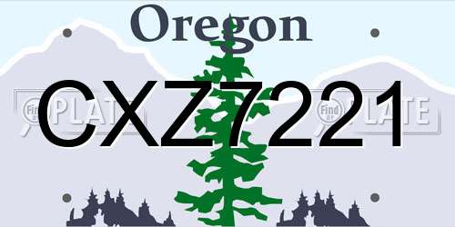 CXZ7221 Oregon License Plate