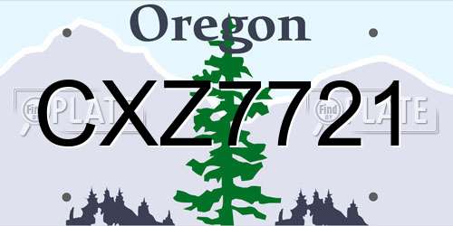 CXZ7721 Oregon License Plate