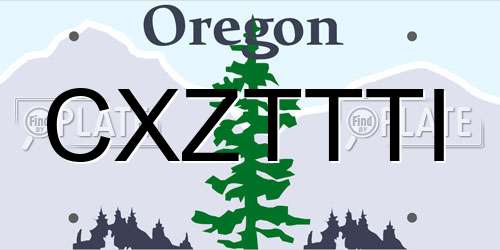 CXZTTTI Oregon License Plate