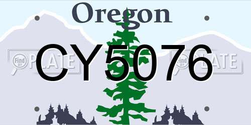CY5076 Oregon License Plate