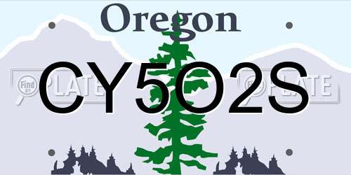 CY5O2S Oregon License Plate