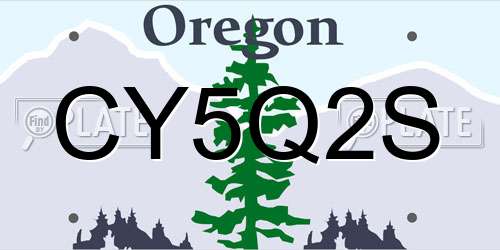 CY5Q2S Oregon License Plate