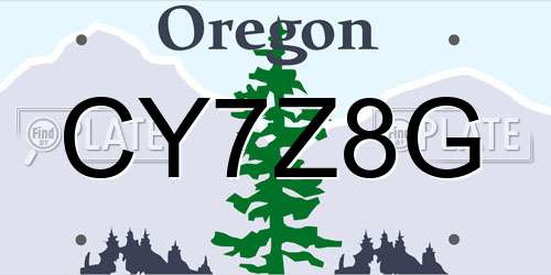 CY7Z8G Oregon License Plate