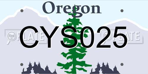 CYS025 Oregon License Plate