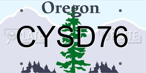 CYSD76 Oregon License Plate