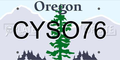 CYSO76 Oregon License Plate
