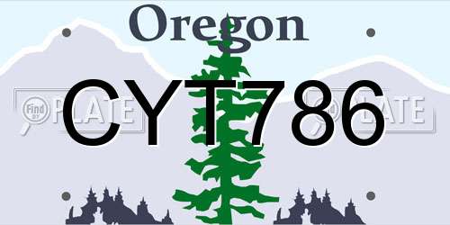 CYT786 Oregon License Plate