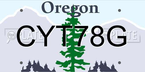 CYT78G Oregon License Plate