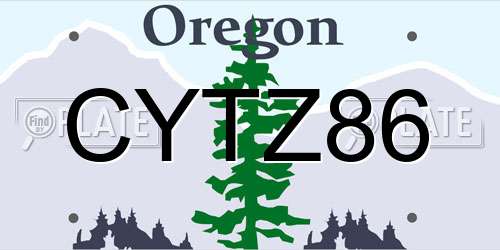 CYTZ86 Oregon License Plate