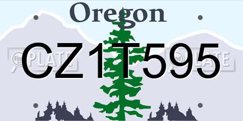 CZ1T595 Oregon License Plate