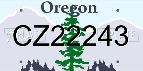 CZ22243 Oregon License Plate