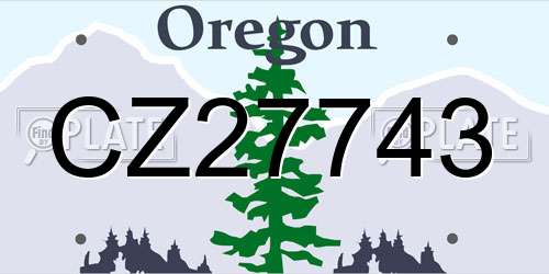 CZ27743 Oregon License Plate