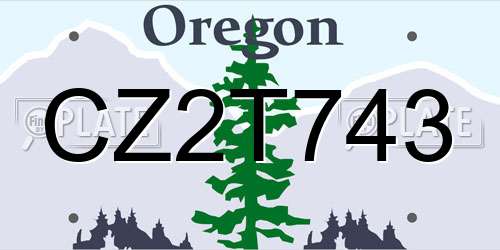 CZ2T743 Oregon License Plate