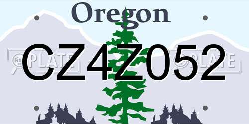 CZ4Z052 Oregon License Plate