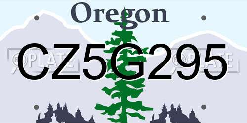 CZ5G295 Oregon License Plate