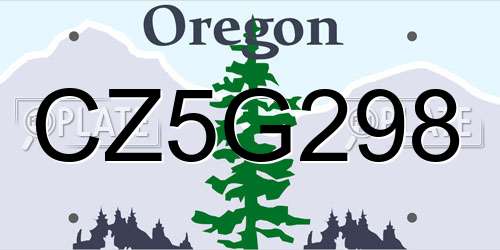 CZ5G298 Oregon License Plate
