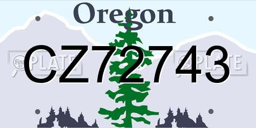 CZ72743 Oregon License Plate