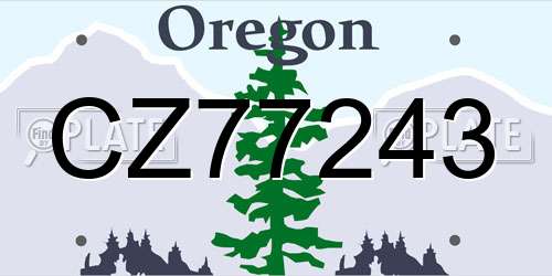 CZ77243 Oregon License Plate