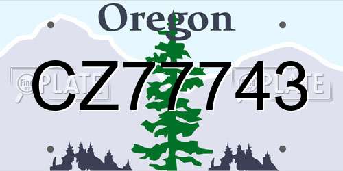 CZ77743 Oregon License Plate