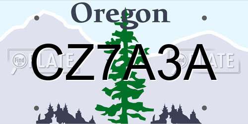 CZ7A3A Oregon License Plate