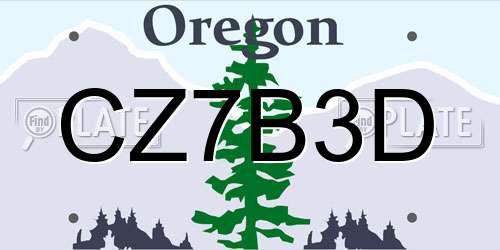 CZ7B3D Oregon License Plate