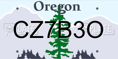 CZ7B3O Oregon License Plate