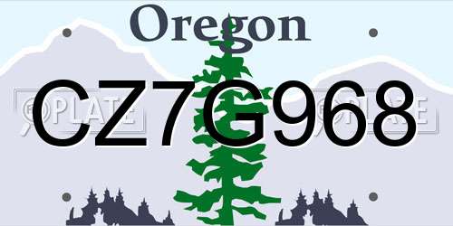 CZ7G968 Oregon License Plate