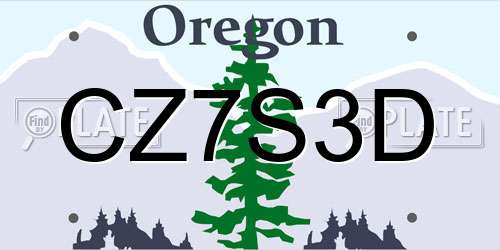 CZ7S3D Oregon License Plate