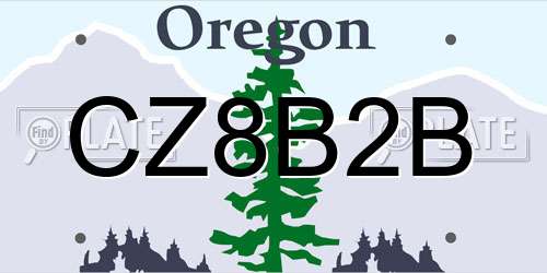 CZ8B2B Oregon License Plate