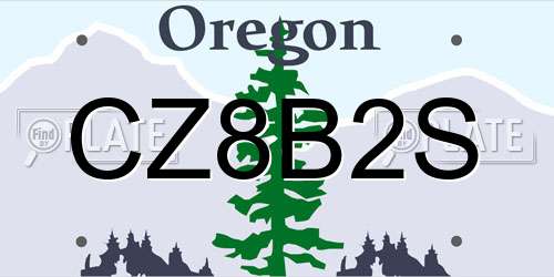CZ8B2S Oregon License Plate