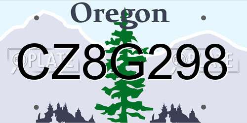 CZ8G298 Oregon License Plate