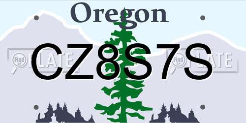 CZ8S7S Oregon License Plate