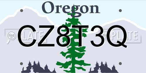 CZ8T3Q Oregon License Plate