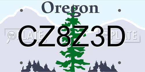 CZ8Z3D Oregon License Plate