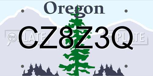 CZ8Z3Q Oregon License Plate