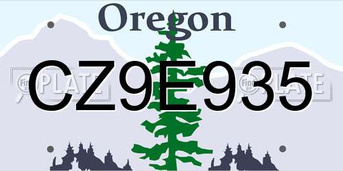 CZ9E935 Oregon License Plate