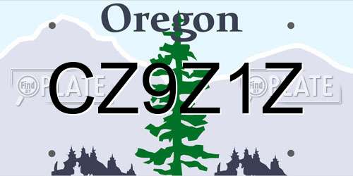 CZ9Z1Z Oregon License Plate