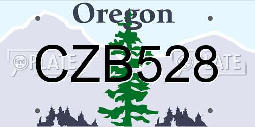 CZB528 Oregon License Plate