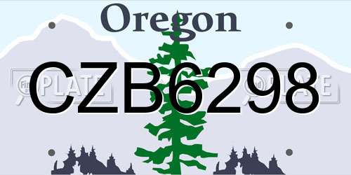 CZB6298 Oregon License Plate