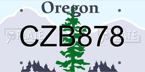 CZB878 Oregon License Plate