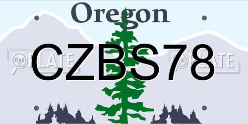 CZBS78 Oregon License Plate